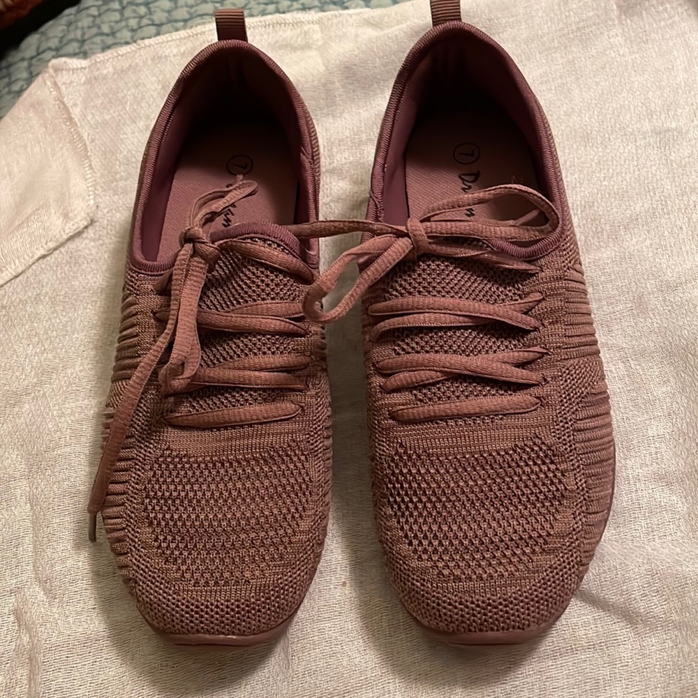 Women's Knit Lace-Up Sneakers in Dusty Rose - Comfort Casual